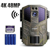 Trail Camera 4K 48MP/30FPS Infrared Night Vision IP66 Waterproof Hunting and Game Camera Outdoor Security monitor(With 4 Batteries & 32GB Card)