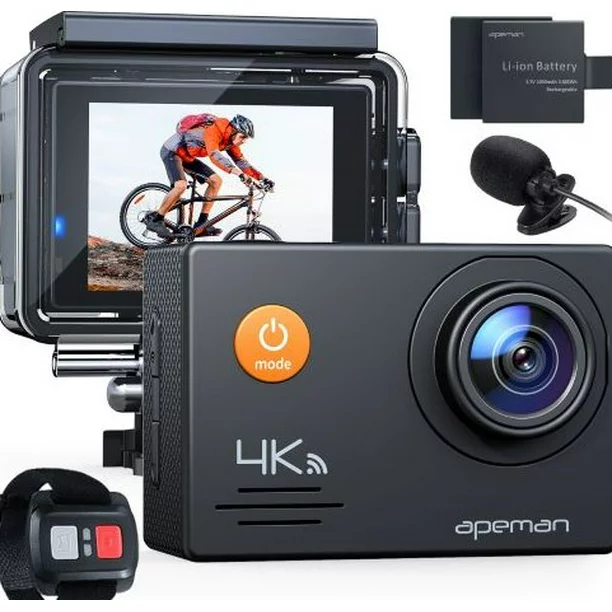 Apeman A79 Action Camera 4K 20MP WiFi External Microphone 2.4G Remote Control