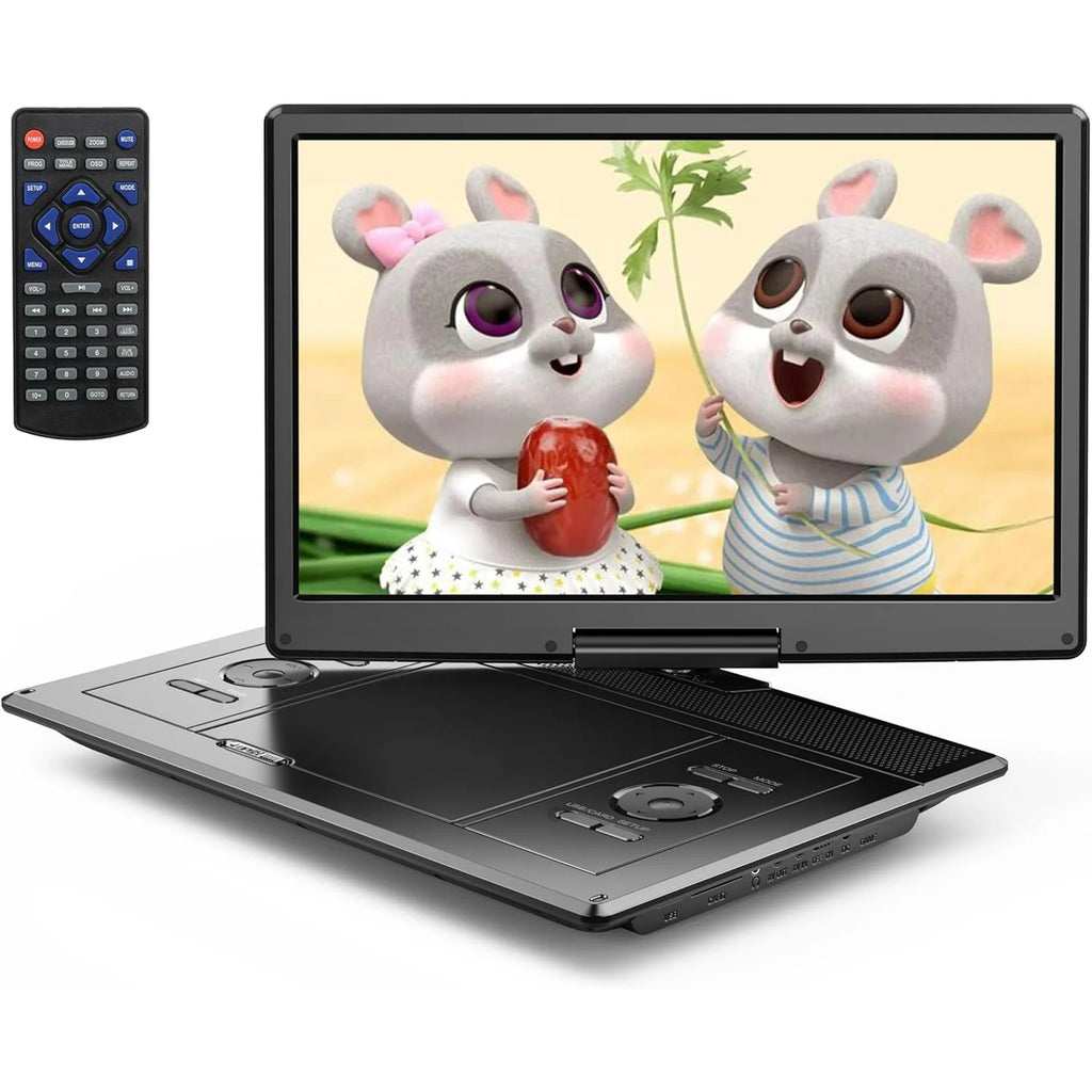 Cocobear 15.5" Portable DVD Player HD Swivel Screen for Car and Kids, Car Charger AC Adaptor, 1080p, Black