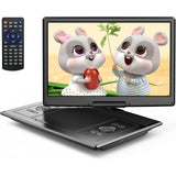 Cocobear 15.5" Portable DVD Player HD Swivel Screen for Car and Kids, Car Charger AC Adaptor, 1080p, Black