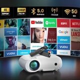 YOTON Video Projectors with 5G Wifi and Bluetooth,9000 Lumens,Native 1080P 4K Support Home Theater, 200'' Screen For Super Bowl