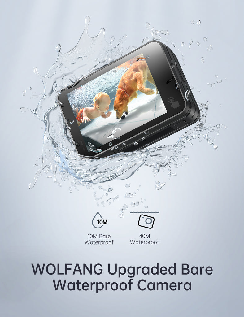 WOLFANG GA420 Action Camera 4K 60FPS 24MP, Waterproof 40M Underwater Camera, 3.0 EIS Stabilization 8X Zoom Helmet Camera, 170° Adjustable Wide Angle(External Microphone, Remote Control, 2x1350mAh Batt