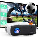 Yoton Y6 Bluetooth 4K LCD Mini Projector with Tripod, Retail Packaging, White