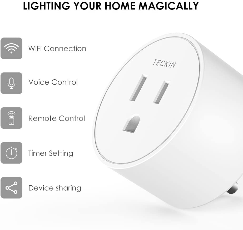TECKIN Smart Plug Compatible with SmartThings,Google Assistant for Voice Control