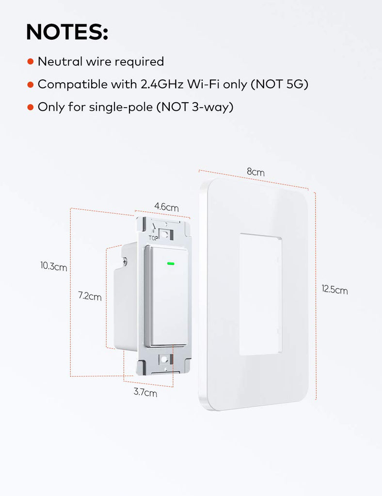 TECKIN Smart Dimmer Switch,Wifi Dimmer Light Switch Work with Alexa and Google Home and Siri,Remote and Voice Control,Schedule and Timer,Single Pole,No Hub Required