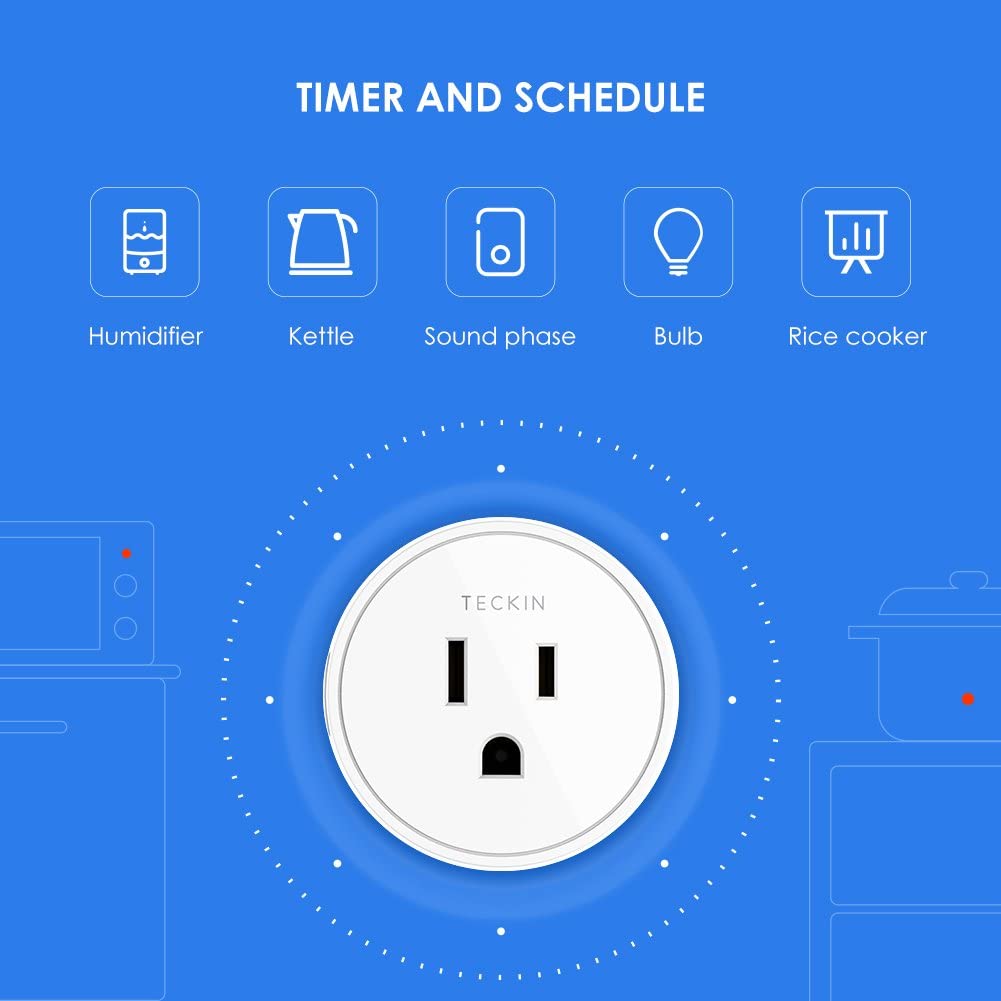 TECKIN Smart Plug Compatible with SmartThings,Google Assistant for Voice Control