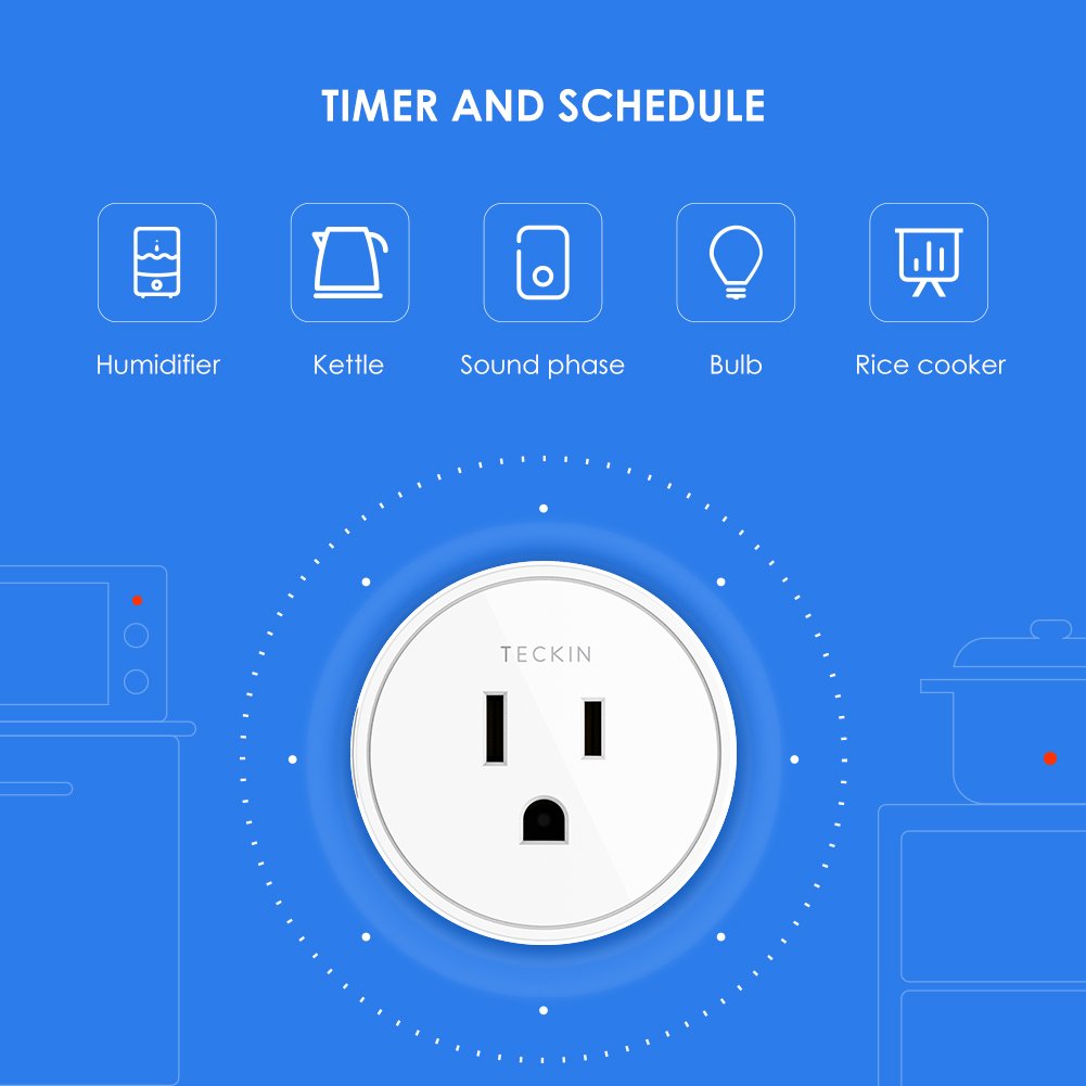 Smart Plug, SmartThings for Voice Control, Teckin Mini Smart Outlet Home Automation Modules, No Hub Required, FCC ETL Certified,Only Supports 2.4GHz Network