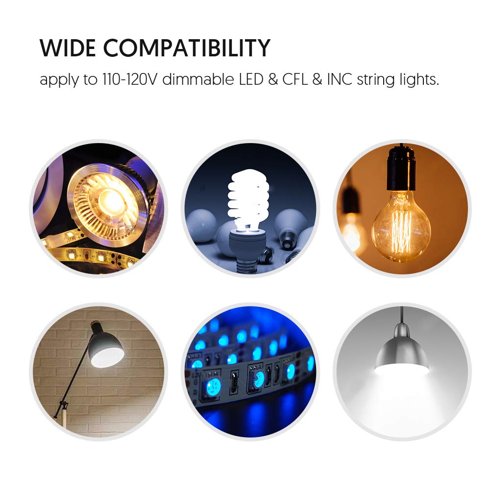Outdoor Dimmer,TECKIN Smart Wifi Plug-in Light Dimmer Switch for LED String Lights, Outdoor Plug Compatible with Alexa, Google Home, IP44 Waterproof, Wireless Remote Control/Timer by Smartphone,350W