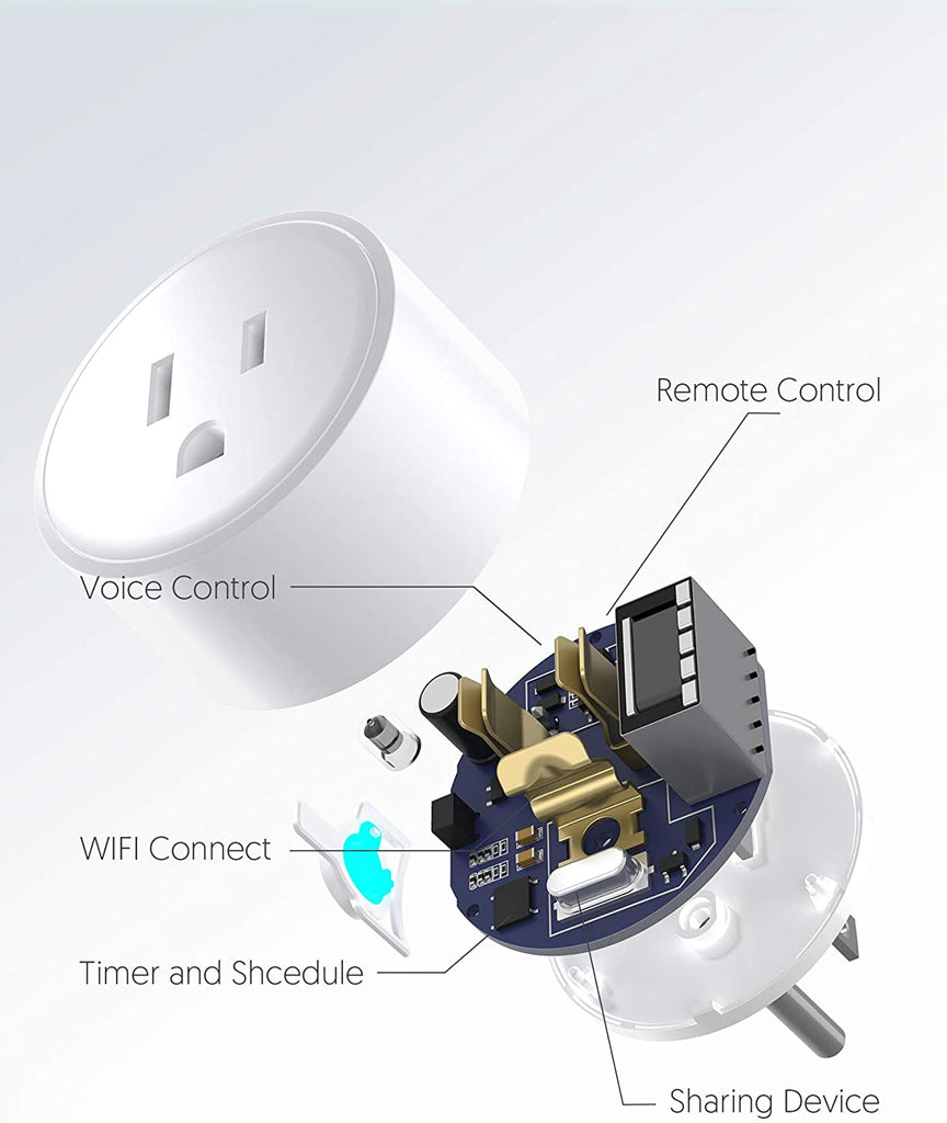 TECKIN Smart Plug Mini Outlet, WiFi Enabled Remote Control Smart Socket with Timer Function, No Hub Required,White, 1 Pack