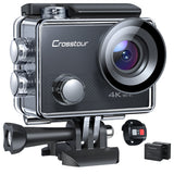 Crosstour Sports Action Camera 4K 20MP WiFi Vlogging Camera Underwater 40M with Remote Control IP68 Waterproof Case