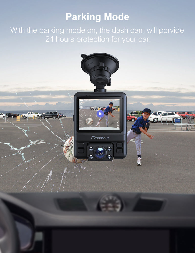 Dash Cam, GPS Dual Dash Camera 1080P Front and 720P Inside Car Dash Cam with 2.4" Screen IR Super Night Vision Parking Mode Loop Recording G-Sensor