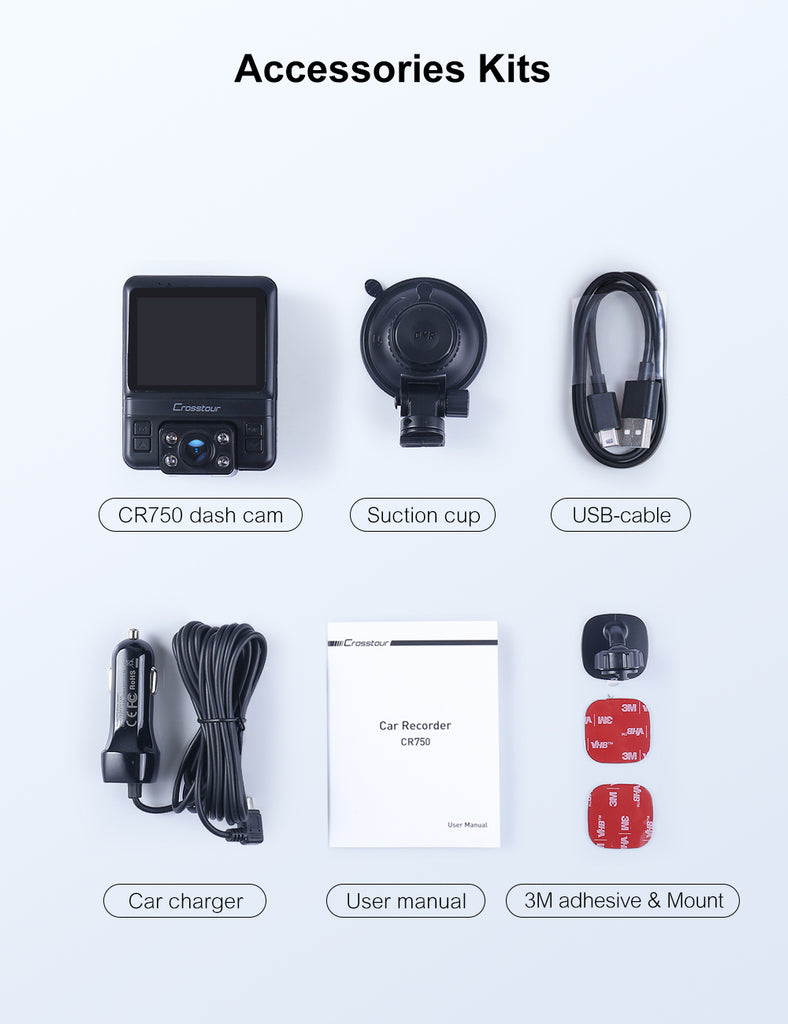 Dash Cam, GPS Dual Dash Camera 1080P Front and 720P Inside Car Dash Cam with 2.4" Screen IR Super Night Vision Parking Mode Loop Recording G-Sensor
