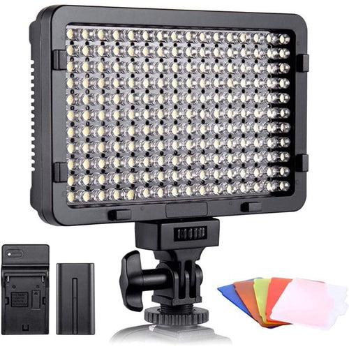 ESDDI LED Video Light, 176 LED Ultra Bright Dimmable CRI 95+ Camera Light with 5 Color Filters for DSLR Cameras Camcorder