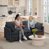 Sofa, Asofer 75" 2-Seater Modern Overstuffed Cloud Sofa with Double Layer High-Resilience Cushion, Pet & Kid Friendly Corduroy Fabric, Removable Washable, Dark Gray for Living Room & Small Spaces