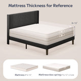 Asofer Queen Upholstered Platform Bed Frame with Channel Tufted Wingback Headboard, Reinforced Steel Slat Support, Gray