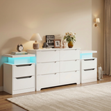 Asofer 3 Piece Bedroom Dresser and Nightstand Set, 6 Drawer Dresser & Nightstand Set of 3, White