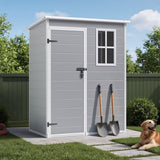 Asofer 5x3 FT Resin Outdoor Storage Shed, All-Weather Waterproof Utility Shed with Lockable Door, Lightweight Resin Tool Shed for Backyard Patio Garden Lawn, Gray