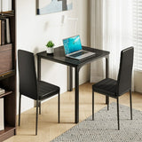 Dining Table Set for 2, Asofer Kitchen Table Set with Upholstered PU Leather Chairs for Kitchen Room, Living Room, Apartment, Black