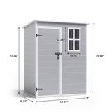 Asofer 5x3 FT Resin Outdoor Storage Shed, All-Weather Waterproof Utility Shed with Lockable Door, Lightweight Resin Tool Shed for Backyard Patio Garden Lawn, Gray