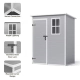 Asofer 5x3 FT Resin Outdoor Storage Shed, All-Weather Waterproof Utility Shed with Lockable Door, Lightweight Resin Tool Shed for Backyard Patio Garden Lawn, Gray