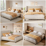 Bedroom Furniture Set - Includes One King Bed Frame, Makeup Vanity Desk and Over The Toilet Storage Cabinet,4-Drawer Dresser & 6-Drawer Dresser for Modern Large Bedrooms