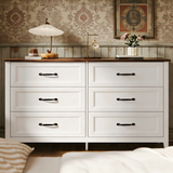 Dresser for Bedroom, Lofka 47.2" Wide Dresser TV Stand with 6 Drawers, Chests of Drawers for Living Room, White