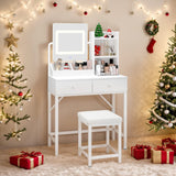 Noelse Vanity Desk with Lighted Mirror and Chair, Noelse Small Makeup Vanity with Lights and 1 Chair for Girls Kids and Women in Bedroom Bathroom and Closet Room, White