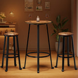 Bar Table and Chairs Set for 2 with PU Upholstered Stools, Modern Pub Table Set for Kitchen Small Place - Rustic Brown