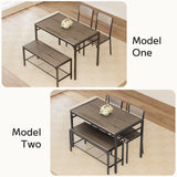 Asofer Small Kitchen Table Sets with Dining Chairs, Dining Table Set for 4 with Bench for Breakfast Nook, Small Space, Grey