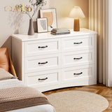 30 "H White Dresser for Bedroom, Double Drawer Dresser, 6 Drawer Dresser for Bedroom, Living Room - White