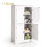 43" Bathroom Storage Cabinet  with 4 Doors & 3 Adjustable Shelves for Bathroom - White