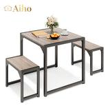 25.6" Dining Table Set for 2, Kitchen Table with 2 Stools, Dining Room Set for Small Spaces - Gray