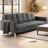 68 "L Futon, Couches and Sofas with Soft Armrest and 3 Comfortable Pillows - Dark Gray