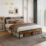 Bed Frame with  Headboard  - Gray