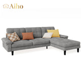 68" L L-shaped Sofa with 4 Comfortable Pillows for Living Room, Apartment, Studio, Office - Dark Grey