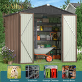 6' x 4' Metal Outdoor Storage Shed with Double Lockable Doors - Green