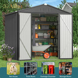 6' x 4' Metal Outdoor Storage Shed with Double Lockable Doors - Light Brown