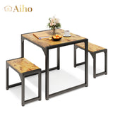 25.6" Dining Table Set for 2, Kitchen Table with 2 Stools, Dining Room Set for Small Spaces - Brown