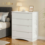 32" H 4 Drawer Dresser with Storage and Handles - White