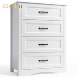 Tall Wood Dresser with Large Drawer & Delicate Handles for Closet, Living Room, Hallway - White