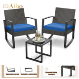 Patio Furniture Set with Coffee Table for Patio, Garden and Bistro - Blue Cushions