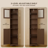 67.1 " Bathroom Storage Cabinet with Open Shelves, Linen Cabinet for Bathroom, Freestanding - Brown