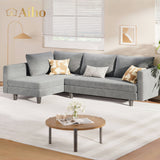 68" L L-shaped Sofa with 4 Comfortable Pillows for Living Room, Apartment, Studio, Office - Light Grey