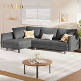 68" L L-shaped Sofa with 4 Comfortable Pillows for Living Room, Apartment, Studio, Office - Dark Grey