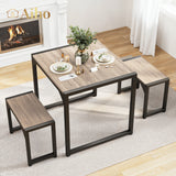 25.6" Dining Table Set for 2, Kitchen Table with 2 Stools, Dining Room Set for Small Spaces - Gray