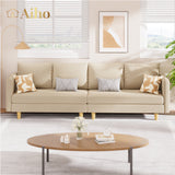 68" L L-shaped Sofa with 4 Comfortable Pillows for Living Room, Apartment, Studio, Office - Beige