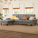 68" L L-shaped Sofa with 4 Comfortable Pillows for Living Room, Apartment, Studio, Office - Dark Grey