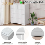 5 Drawer Dresser with Large Storage Capacity and Embedded Handle - White