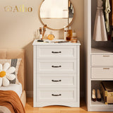 Tall Wood Dresser with Large Drawer & Delicate Handles for Closet, Living Room, Hallway - White