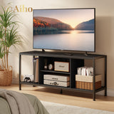 55 "L TV Stand for TVs up to 65", 65 inch TV stand with Storage Shelves for Living Room - Black